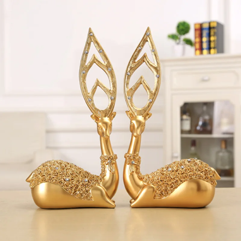 New Lovers Reindeers Wedding Decoration Figurines Miniatures Resin Ornament Vintage Home Decor Accessories Valentines Day Gifts