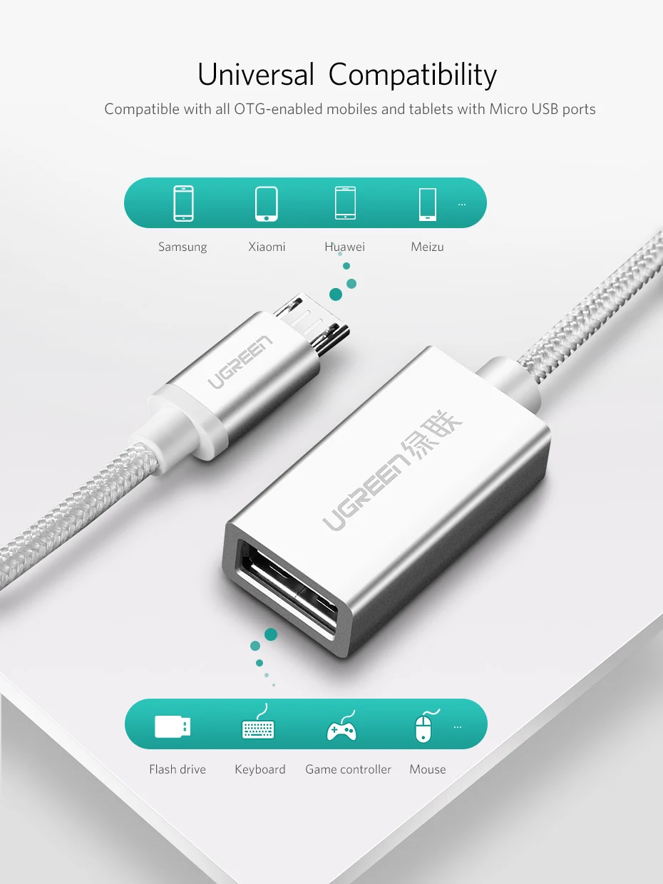 Ugreen OTG кабель Micro USB OTG адаптер для samsung Galaxy XIAOMI HUAWEI Micro USB OTG Android планшет кабель для мобильного телефона OTG USB