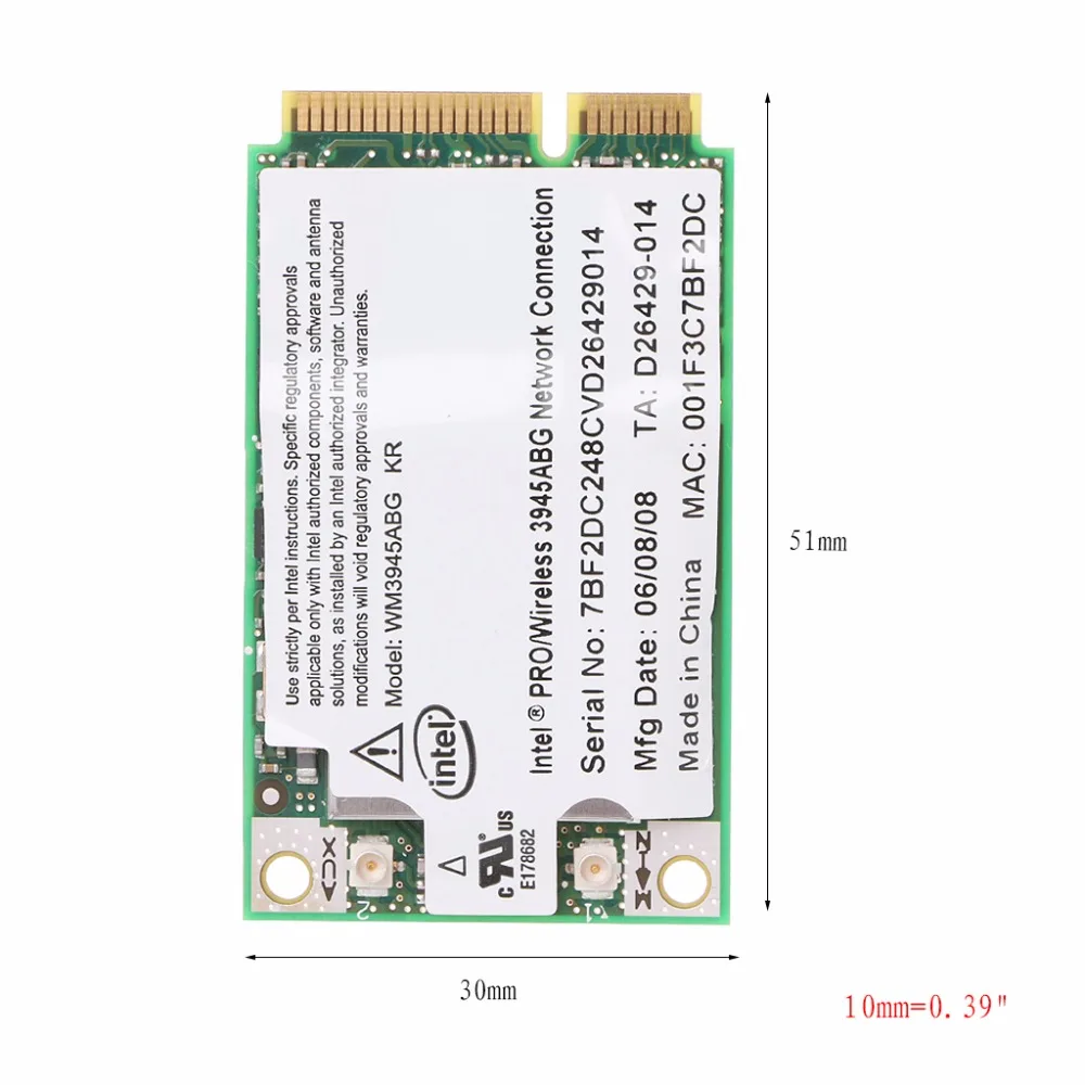 Новая беспроводная WIFI карта WM3945ABG Mini PCI E 54M 802.11A/B/G для ноутбука Dell ASUS|Сетевые карты|