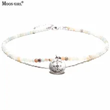 MOON GIRL ручной работы модные ожерелья с подвесками для женщин Амазонит Природный камень колье-чокер Femme Прямая