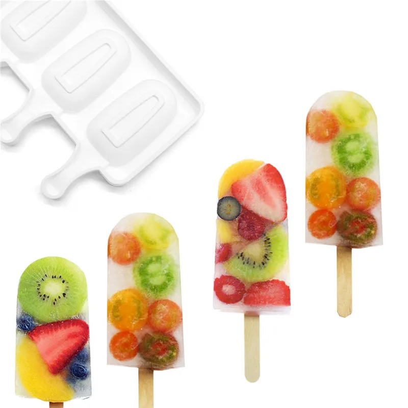 Мини силиконовые формы для фруктового мороженного мороженого лета DIY 4 полости овальные ледяные кубики формы для десертов Замороженные лоток силиконовые формы