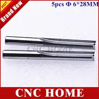 5 stücke 6*28mm Zwei Doppel Flöten Gerade Slot Bits, Holz Fräser, vhm Foma CNC Router Bit 6mm schaft
