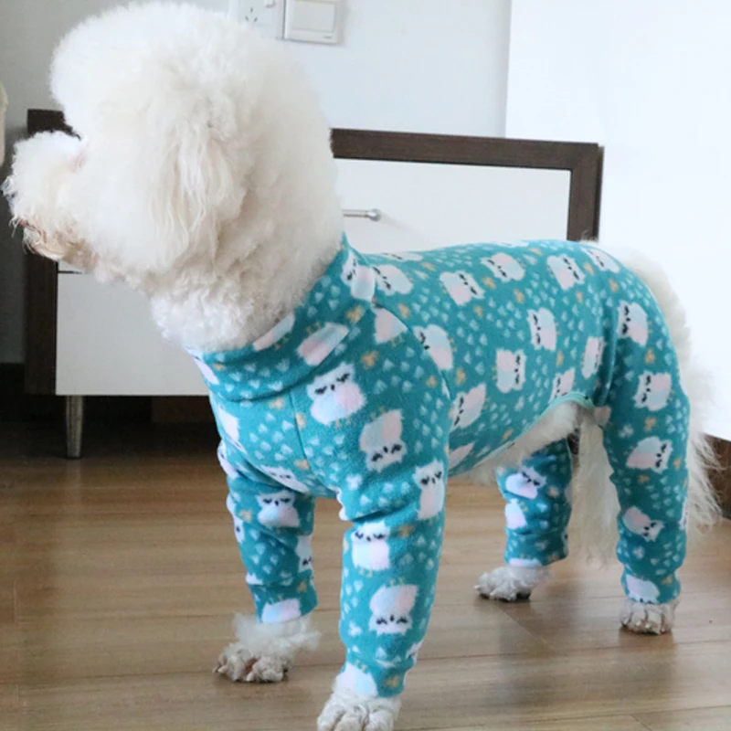 

Pet Dog Jumpsuit Puppy Polar Fleece Printed Fabric Clothes For Small Dogs Long Sleeve Pullover Bouncy Sweatshirt Casual Pajamas