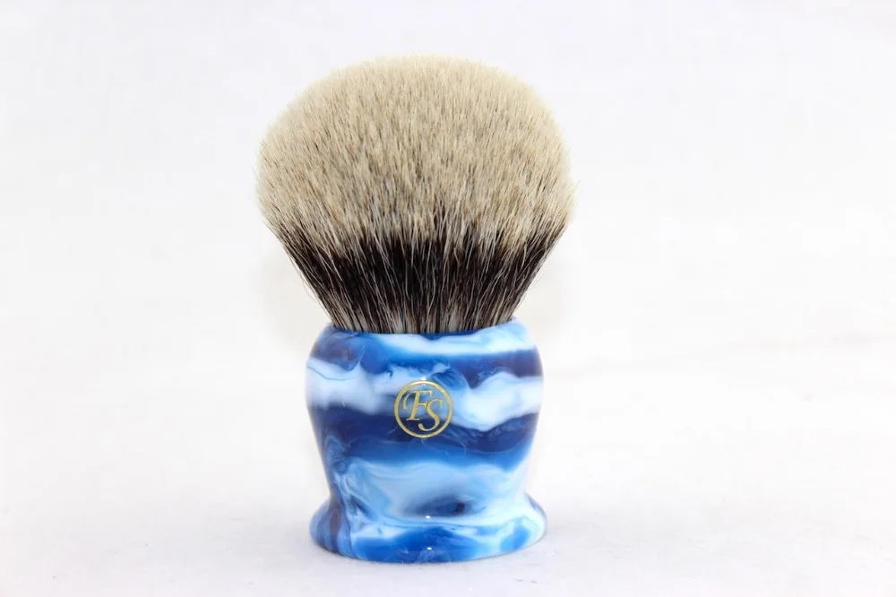 

"FS"-KING KNOT 40mm 2 Band Bulb Finest Badger Shaving Brush Blue Sky Handle+FREE BOWL+FREE SHIPPING