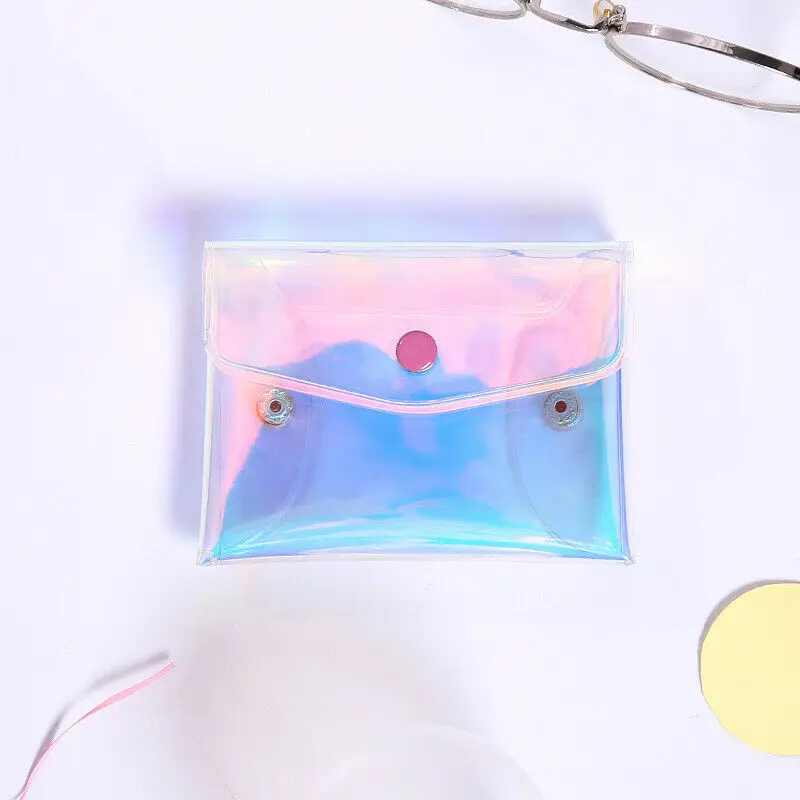 

2019 New Three Styles Women's Fashion PVC Transparent Laser Pattern Small Makeup Bag Coin Purse Pencil Case Organizer
