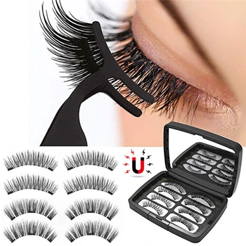 

Magnetic Eyelashes with 2/ 3 Magnets 3D Magnetic Lashes Natural False Eyelashes Magnet Lashes with Eyelash Applicator Tweezers