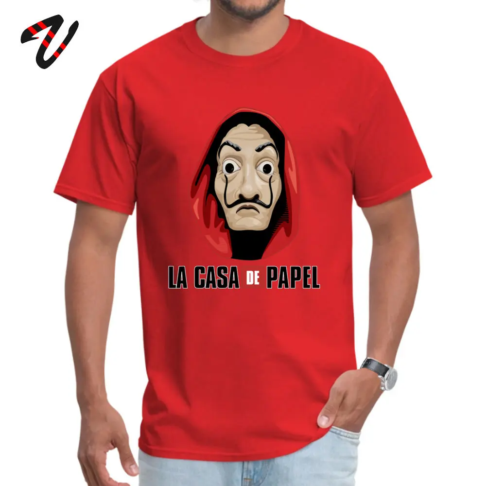 Personalized Money Heist O Neck Tshirts Summer Fall Tops T Shirt Short Sleeve for Men Slim Fit All Cotton Normal T Shirt Money Heist 28806 red