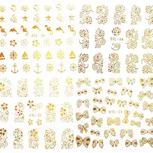 30 стилей! 1 лист, Модный 3D золотой лак для ногтей, черные клеевые наклейки, декоративные дизайнерские наклейки для ногтей, красивые наклейки для ногтей
