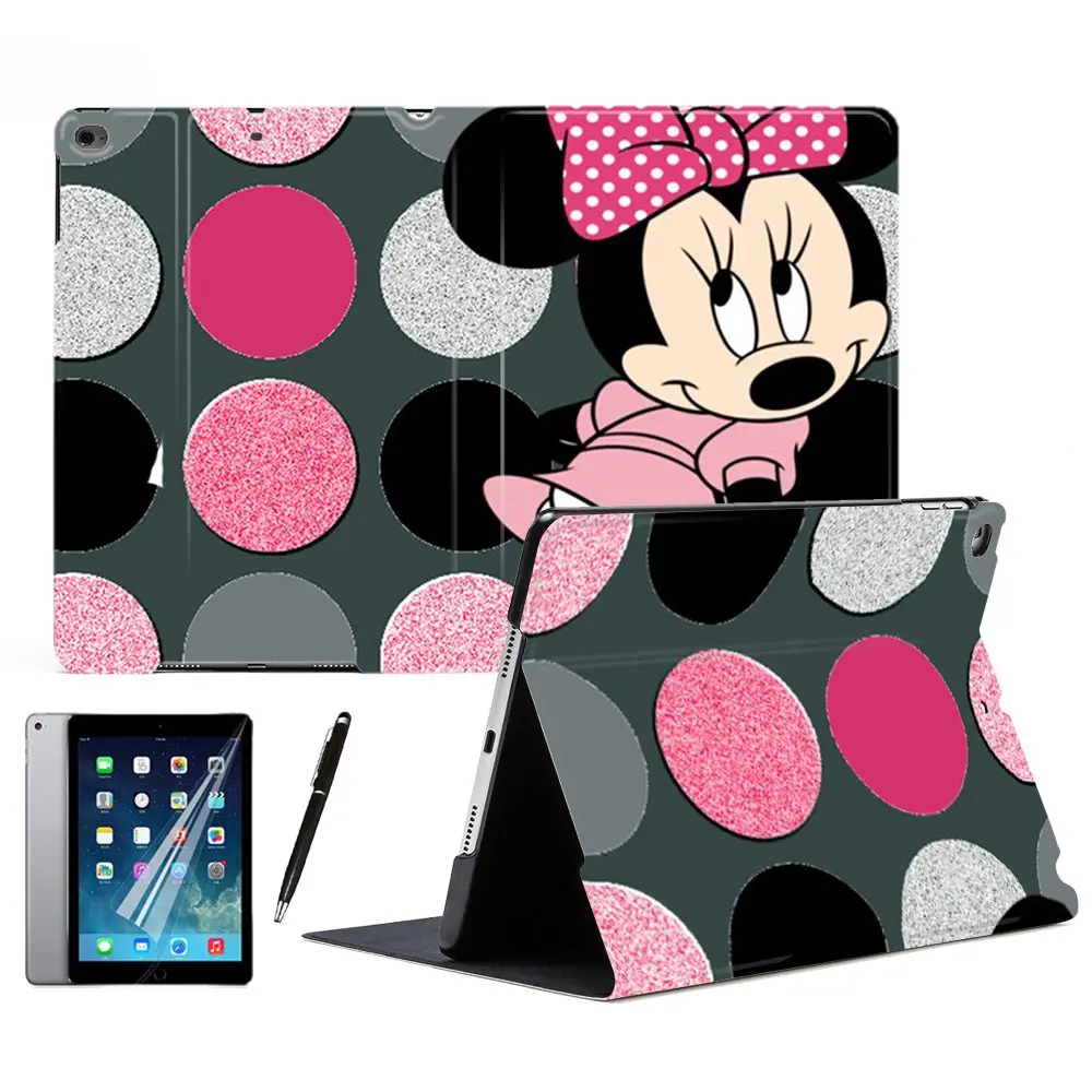 

Stand Tablet Smart New Case Cover For Apple iPad Air 1 2 3 9.7" 2017 2018 10.5" PRO Mini 4 5 Cartoon Minnie Mouse Beautiful Lady
