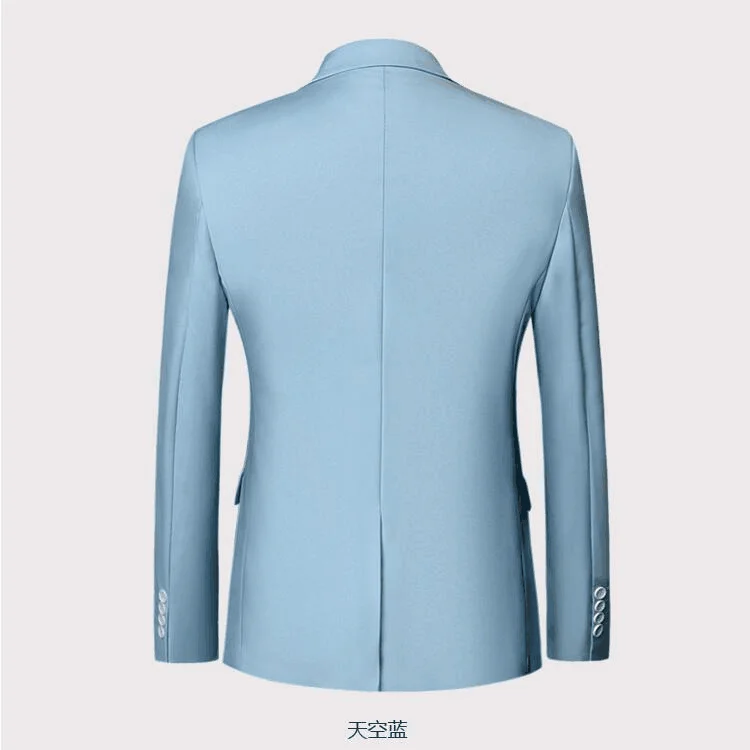 10 цветов) мужской пиджак большого размера 6XL тонкий однотонный пиджак, Модный деловой, банкетный пиджак для свадьбы S-6XL - Цвет: sky blue