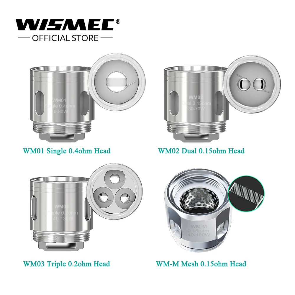 [Official Store] Wismec WM Coils WM01 Single 0.4ohm/WM02 Dual 0.15ohm/WM03 Triple 0.2ohm/nWM-M Mesh 0.15ohm 10pcs for Gnome Tank