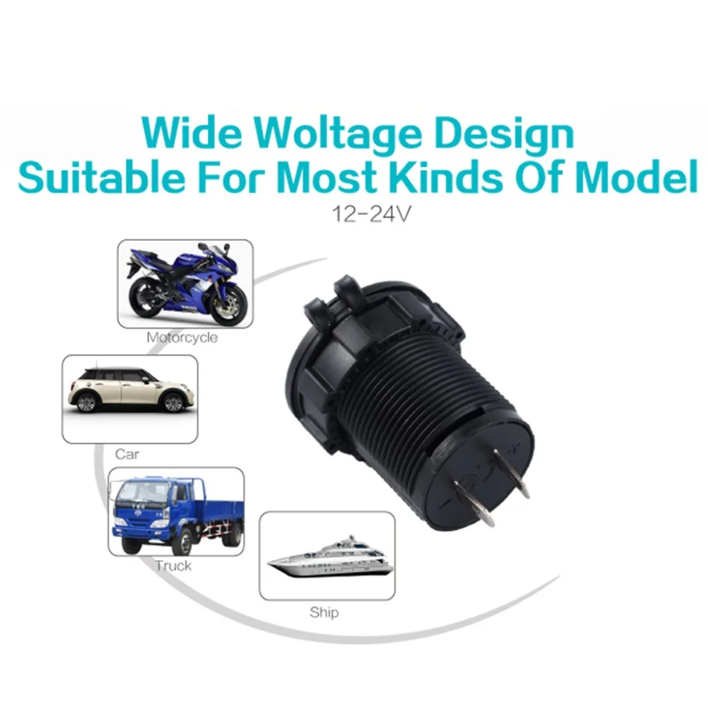 DC 12V 24V 3.1A Dual USB Автомобильное зарядное устройство вольтметр мотоциклетная лодка