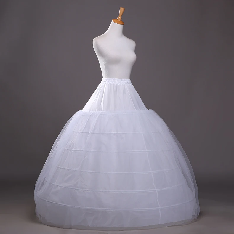Высокое качество Белый бальное платье 6 Обручи кринолин юбки юбка Полный скольжения для свадьбы