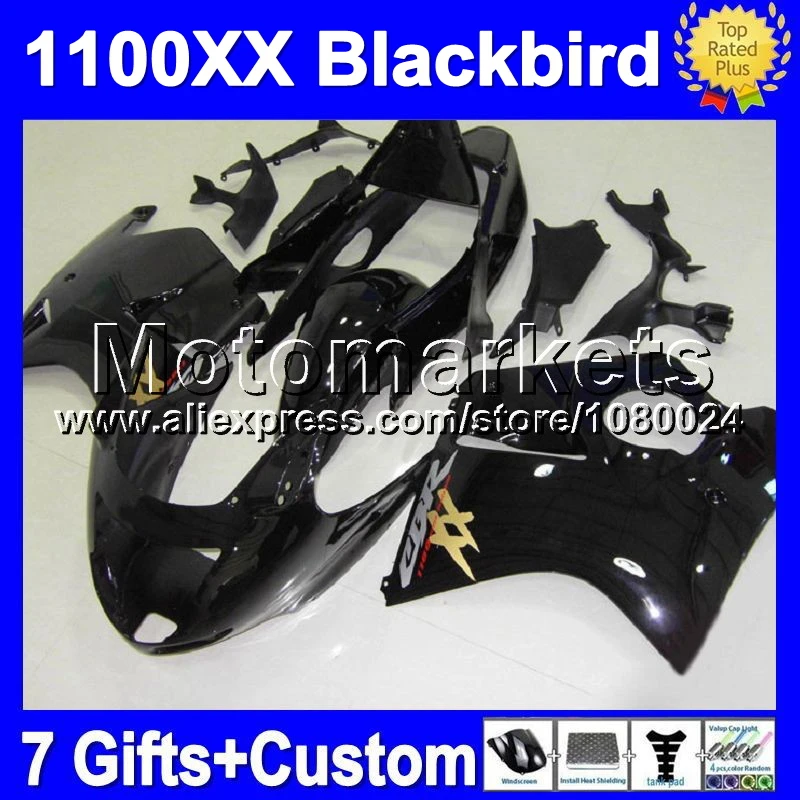 7giftsFor HONDA Blackbird CBR 1100XX 96-07 ALL Black CBR1100 1100 XX 68 CBR1100XX 1997 1998 1999 2000 05 2006 2007 1996 Fairing |