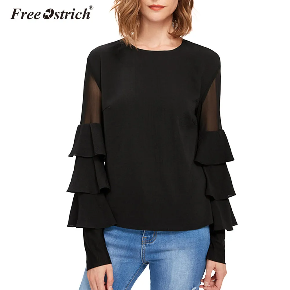 

Free Ostrich Women Chiffon 2019 O Neck Autumn Elegant Shirt Casual Long Butterfly Sleeve Solid Blouse Tops L1530