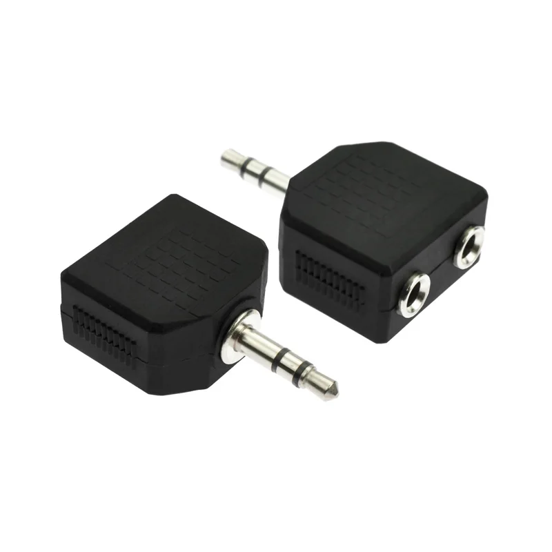 100pcs Jack 3 5mm TRS to Double Female Audio Connector Two channel Headset Plug Two Holes 3 5mm Headphone Adapter