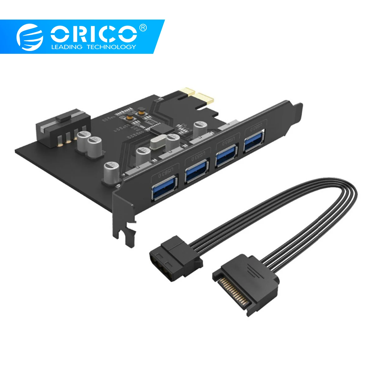 

ORICO 4 Port USB3.0 PCI-E Riser Host Controller Card 3.0 Adapter to USB 3.0 HUB PCI-E Extender Card Support Windows,Mac OS