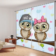 Cute Cartoon Bedroom Living Room Kitchen Home Textile Luxury 3D Window Curtains Gift For Kids And