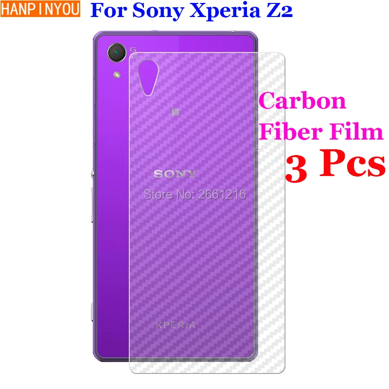 

3 Pcs/Lot For Sony Xperia Z2 5.2" 3D Non-slip Clear Carbon Fiber Back Film Screen Protector Protective Sticker