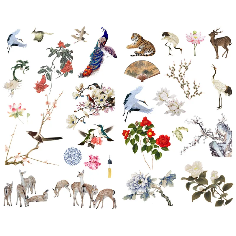 

1 PCS China Hand Painting Animal Plant Korean Precut Decoration Stickers Desk Organizer School Supplies Office Accessories