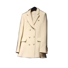 ^#Cheap Women's jacket white long paragraph wild small suit white Slim double-breasted suit jacket female elegant fashion lady pioneer ^#Cheap Women's jacket white long paragraph wild small suit white Slim double-breasted suit jacket female elegant fashion lady pioneer