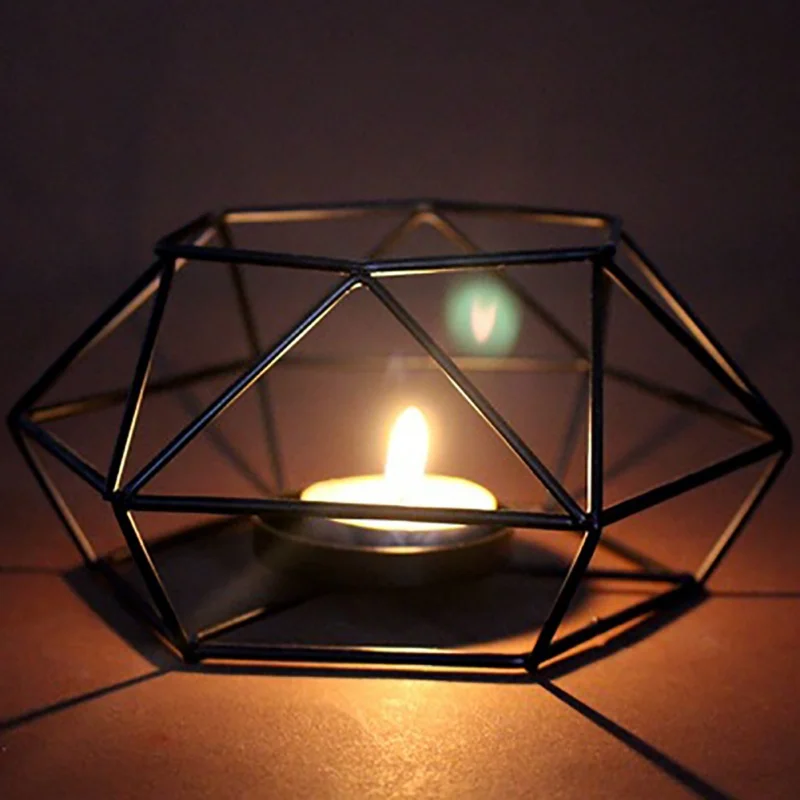 

Black Metal Tealight Candle Holders Tabletop Decorative Candlestick Holder Home Wedding Accessories Decoration Art Decor