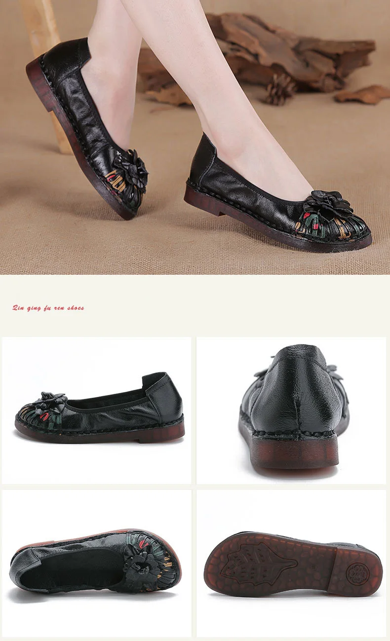 Xiuteng/; Комбинированная обувь из натуральной кожи на плоской подошве; женские повседневные лоферы; спортивная обувь на мягкой подошве; женская обувь на плоской подошве в винтажном стиле с цветочным принтом; 5 цветов