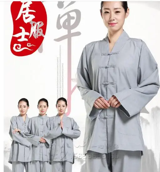 

Unisex Zen Buddhist Robe Lay Monk Meditation Gown Monk Training Uniform Suit ung fu Cassock Clothes Abbot Bonze Costumes