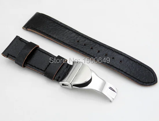 

22mm Leather Watch Strap 316L Deployment Buckle watch Bands P378