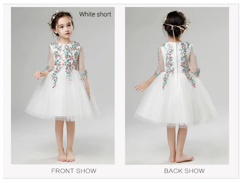 NICEOOXIAO нашитые кружевные цветы платье для девочек мода шею фортепиано Малый платье элегантное платье для девочек с цветочным принтом BNLF611-42