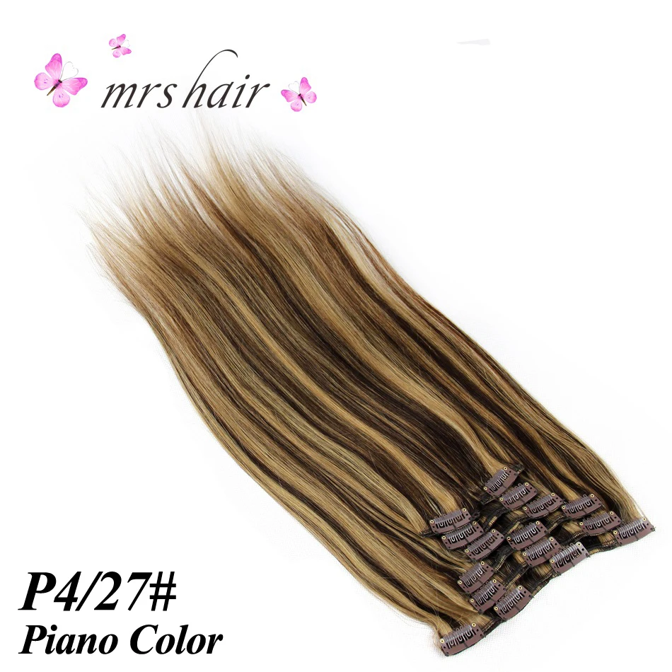Миссис зажим для волос в волос 16 "18" 20 "22" машина сделала человеческих Заколки для волос чёрный; коричневый блондинка 100% натуральных волос 100