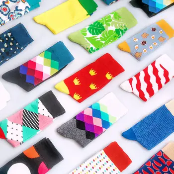 

Shake New happy Mens socks Women animal cat cow spot Novelty Sock combed cotton funny Socks Men's big size Crew socks