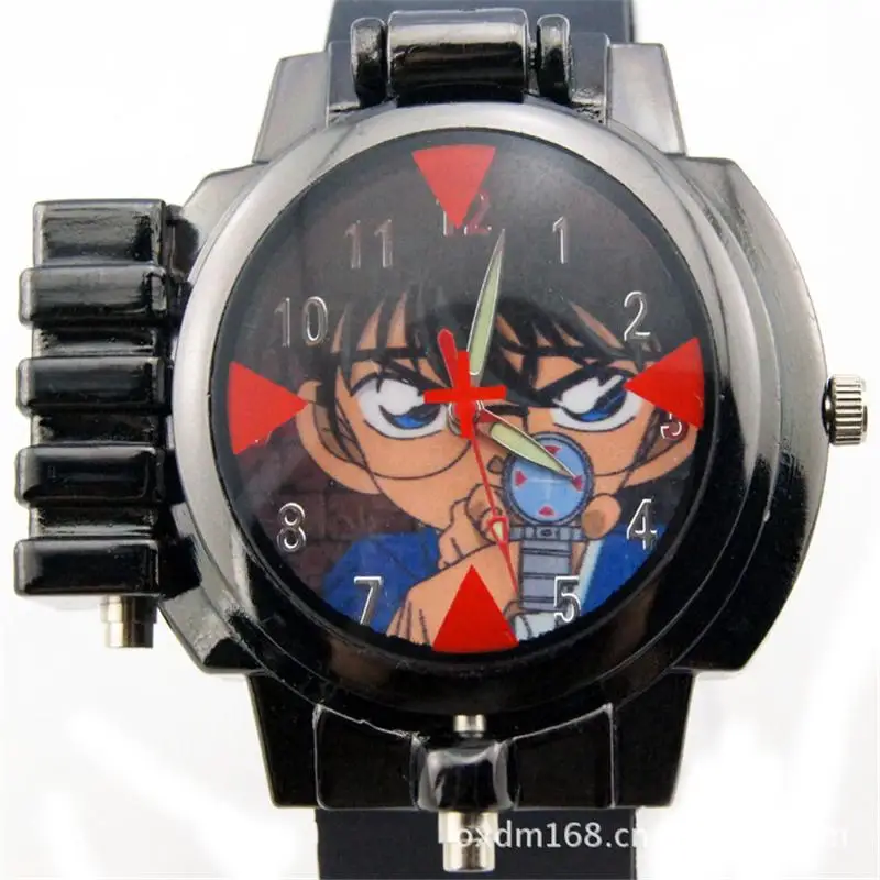 

Fashion Cartoon Characters wristwatch Children Detective Conan Infrared Glass Red Light Laser zoom Analog Free shipping