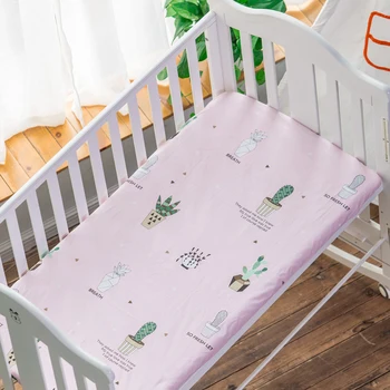 

100% Cotton Crib Fitted Sheet Baby Bed Mattress Cover Customized Crib Covers Baby Bedding Sheet For Cot Size 120*60/130*70cm