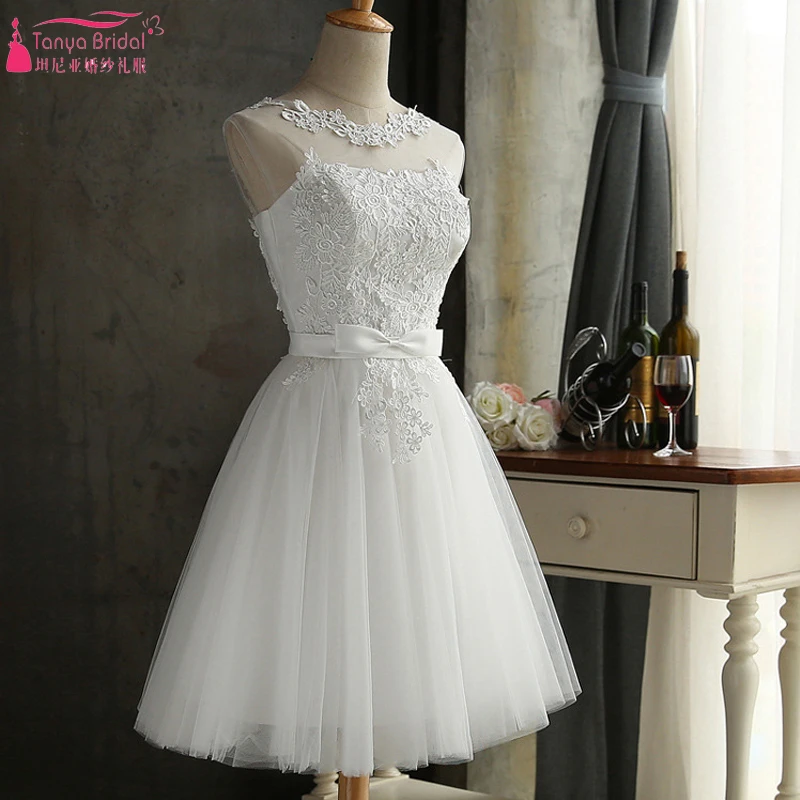 Knee Length Lace Bridesmaid Dress