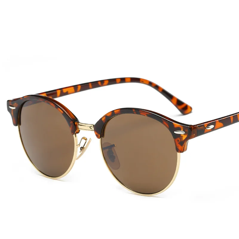 Винтажные Круглые Солнцезащитные очки с заклепками, женские брендовые дизайнерские очки, UV400, полуоправы, женские ретро солнцезащитные очки, элегантные Oculos De Sol - Цвет линз: C6