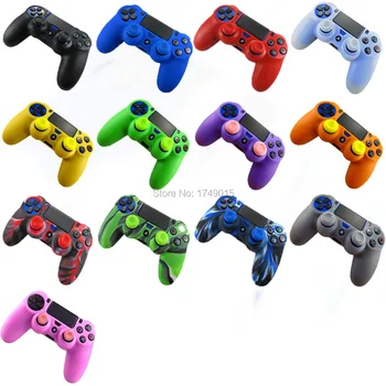 IVYUEEN 2 in 1 Soft Silicone Rubber Case Cover For Play Station Dualshock 4 PS4 DS4 Pro Slim Wireless Controller Skin + 2 grips