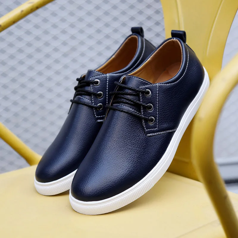 mens blue leather casual shoes