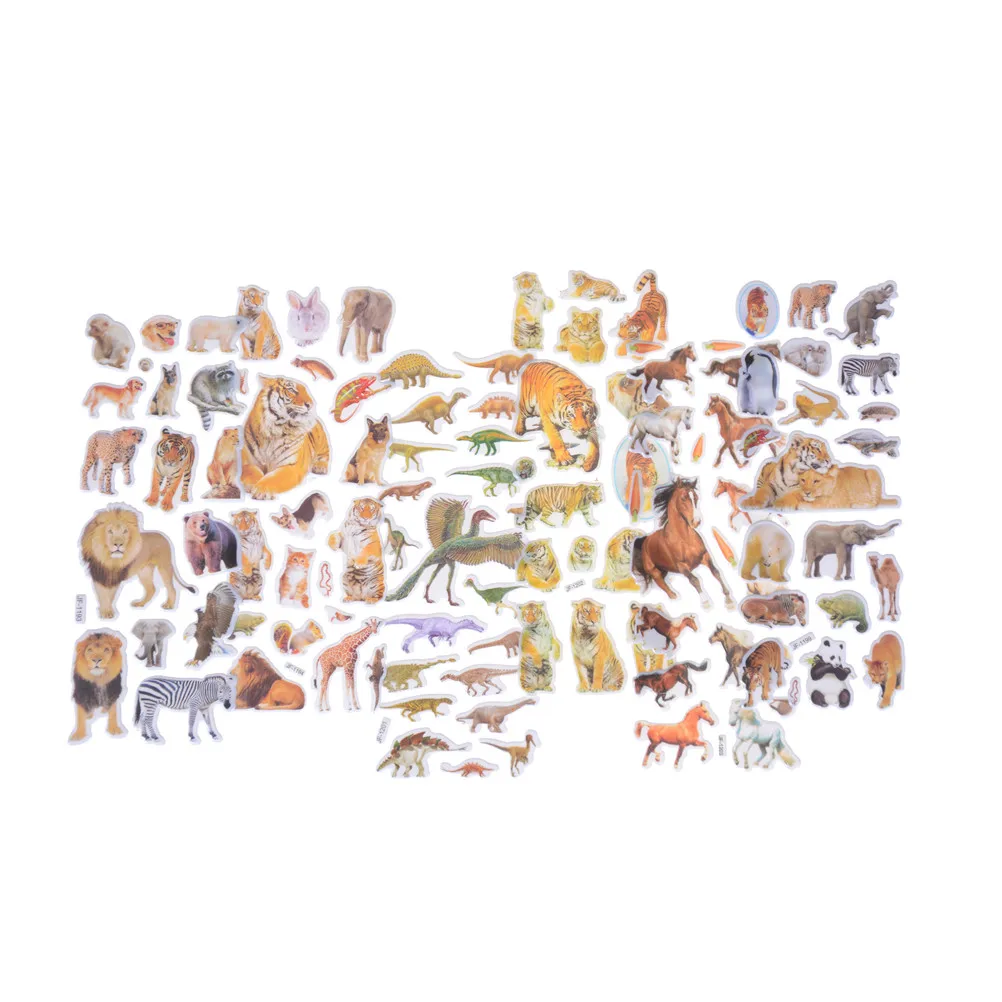 6 Sheets/set Kawaii Wildlife Wild Animals Scrapbooking Bubble Puffy Stickers Emoji Reward Kids Toys Factory Hot Sale