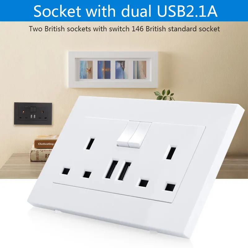 

Dual Power Charger Dual USB Charger POWER POINT GPO Electrical with Switch Dual USB Home Power Outlet Panel Durable Charger