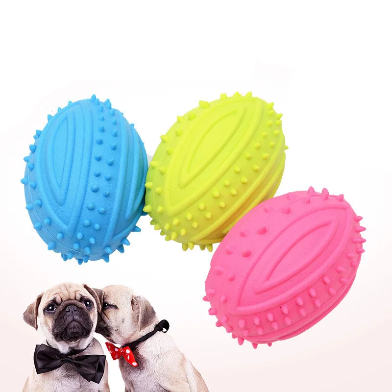 

Soft Rubber Rugby Shape Ball Dog Toy Ellipse Shape Bite Resistant Tooth Cleaning Training Toy Chew Ball Pet Toys Pet Supplies