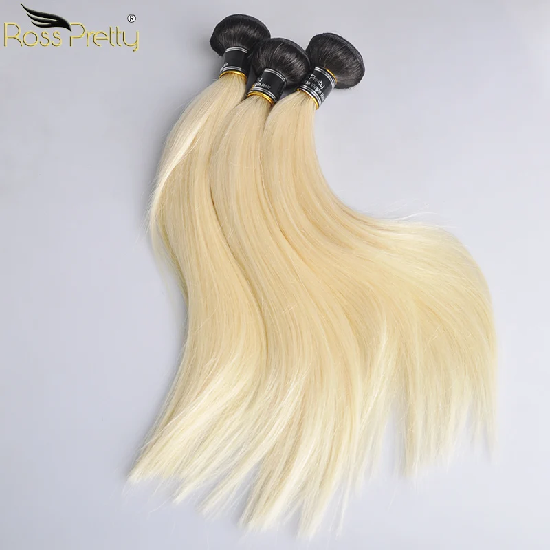 Ross Pretty Remy Peruvian Hair Bundle Ombre Color 1b 613 Straight