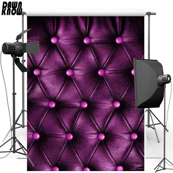 

DAWNKNOW Vinyl Backdrops for photo studio Purple Poyester Photography Background Cowhide Baroque bed headboard tufted F597