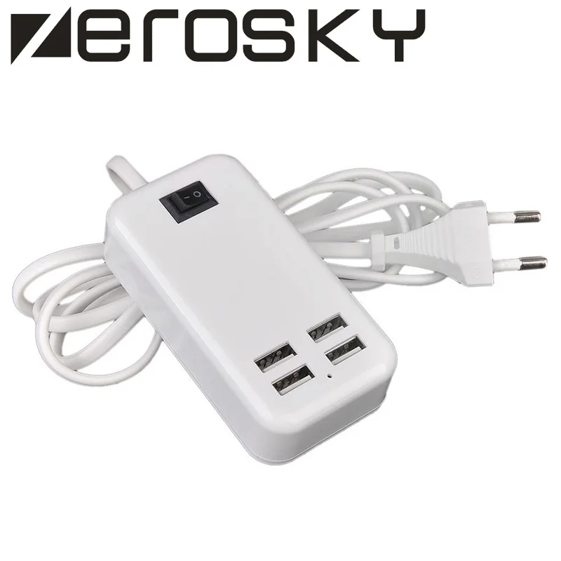 Zerosky EU/US штекер 5V3A 4 порта USB настенное зарядное устройство AC адаптер питания 1 5 м