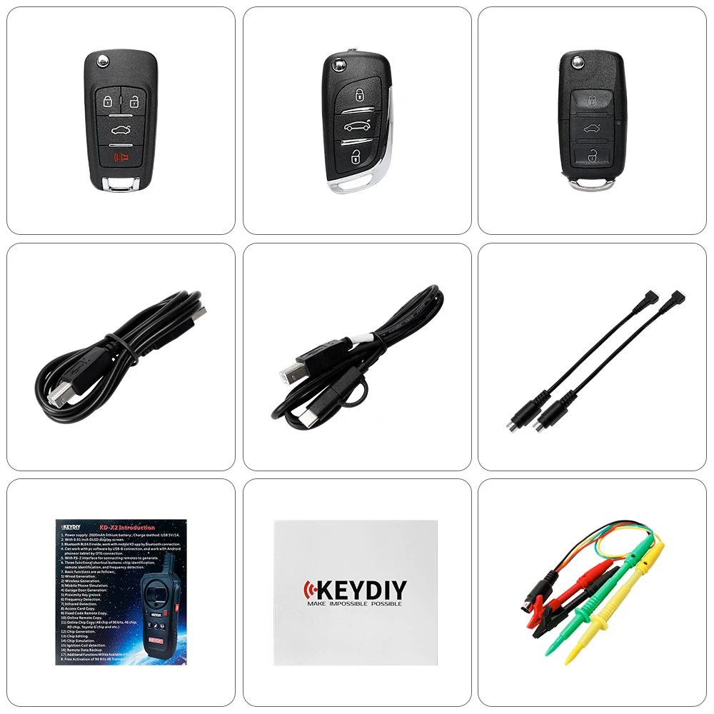 Vdiagtool KEYDIY KD-X2 Автомобильный ключ гаражная дверь пульт дистанционного управления kd x2 генератор/чип-ридер/частота с 96 бит 48 транспондером функция копирования