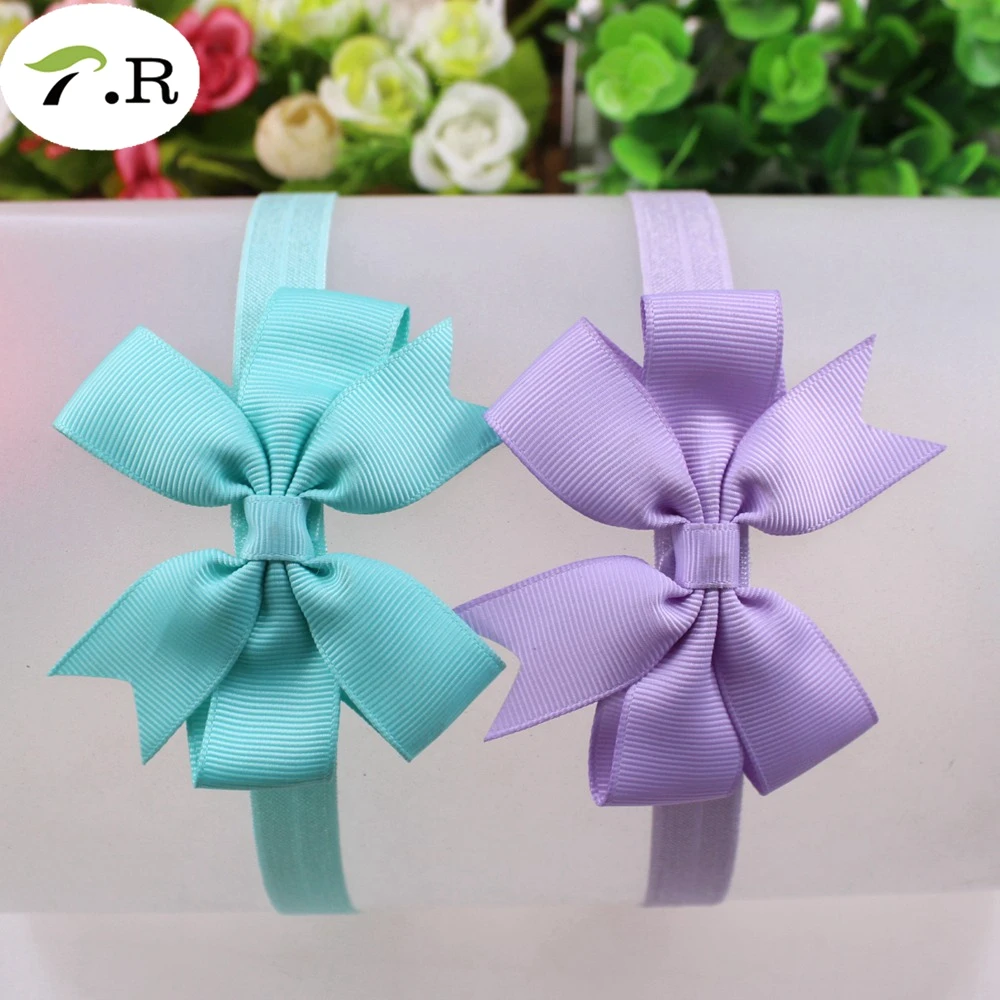 

3.5" solid grosgrain ribbon bow with foe elastic headband,100pcs/lot, 430 lavender/314 aqua, mixed color is ok