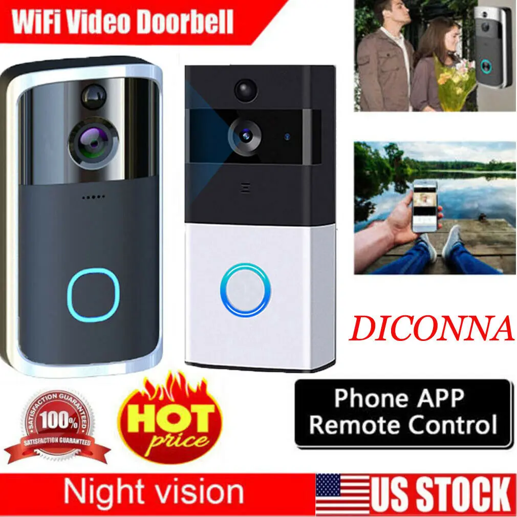 

Wireless Smart WiFi DoorBell IR Video Visual Camera Intercom Home Security Kit