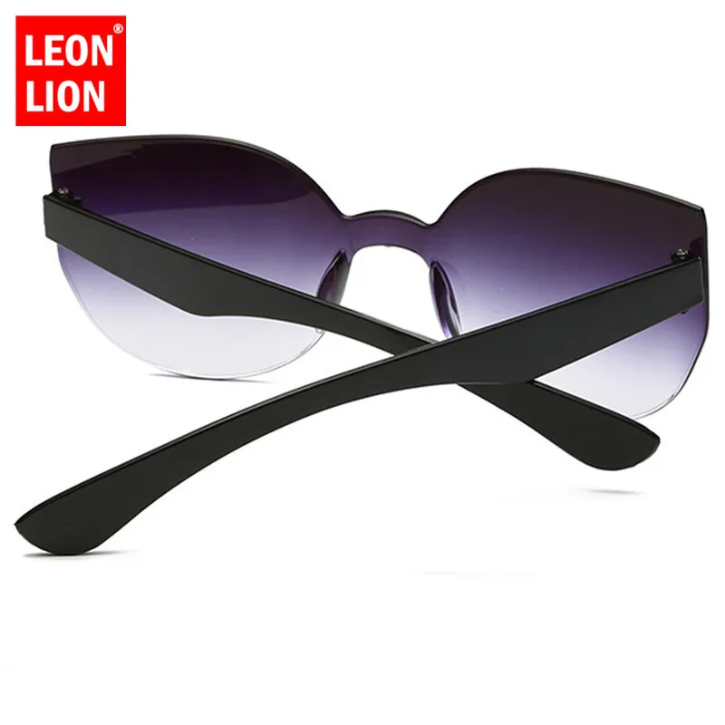 LeonLion Cat Eye Gradient Lens Sunglasses Women Retro One-piece Mirror Rimless Sun Glasses Vintage Travel Eyewear UV400