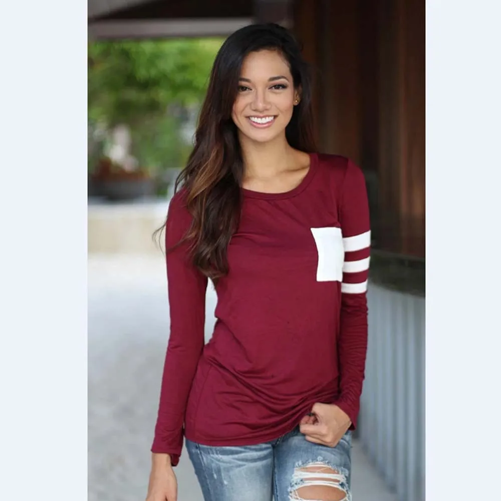 Plus Size S XL 3 colors Solid T shirt Women Long sleeves O neck t shirt