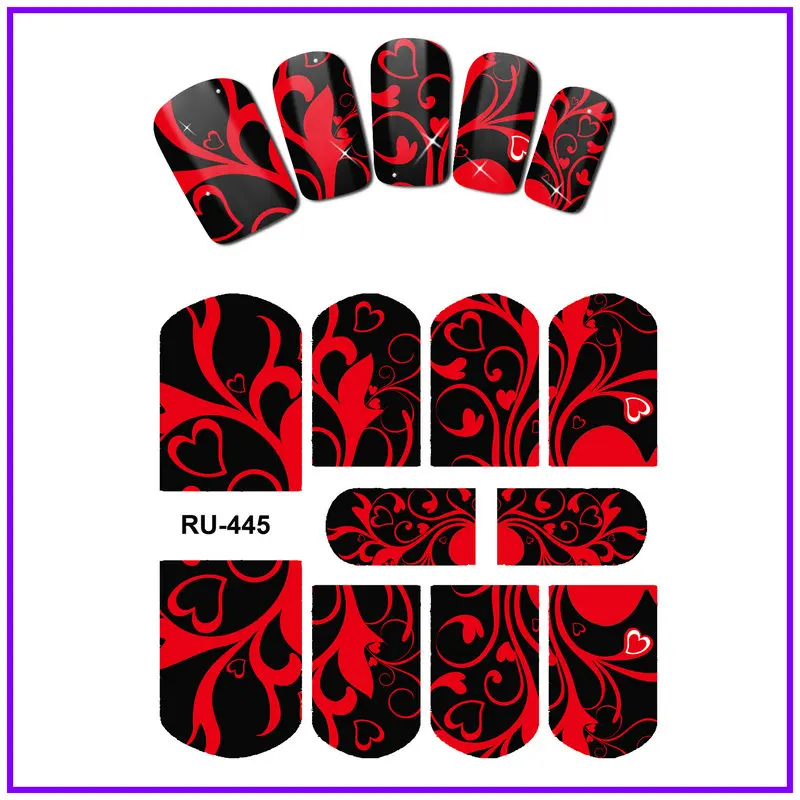 UPRETTEGO NAIL ART Красота вода наклейка слайдер наклейки на ногти цветок лист лоза ротанг лист Виноград фиолетовый RU445-450 - Цвет: RU445